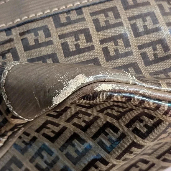 Authentic Fendi Zucca Boston Bag PVC Coated Canvas - Picture 10 of 15